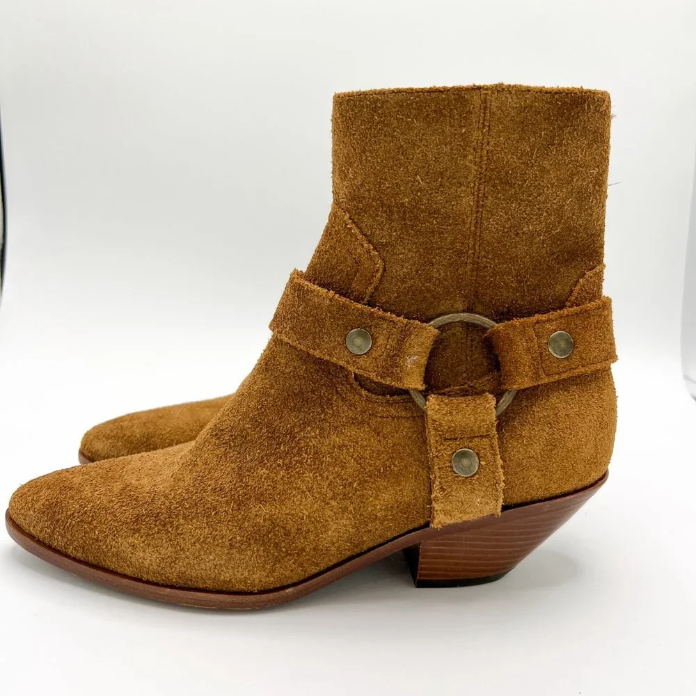 Saint Laurent Brown Leather Suede Wyatt Harness Boots/ New without Box - Picture 5 of 13